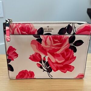 kate spade Cream Wristlet with Pink Floral Print